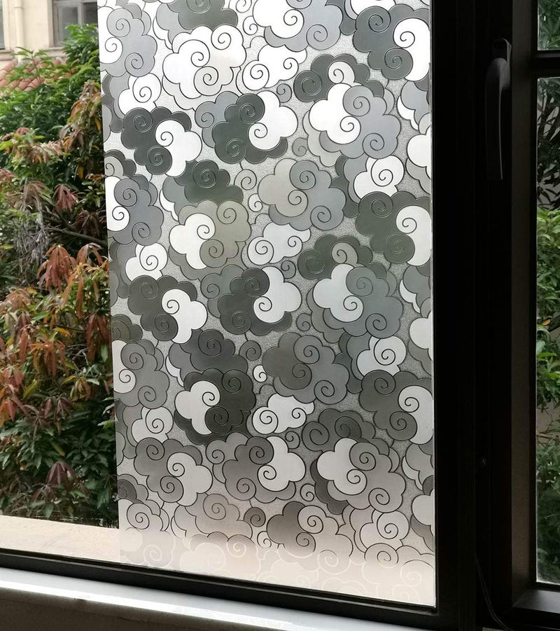 VSUDO 1 Roll 35.4" by 78.7" Privacy Window Film, Cloud Pattern Window Tint, Static Cling Window Glass Sticker for Home (19.37 Sq. Ft Total) - Image 4